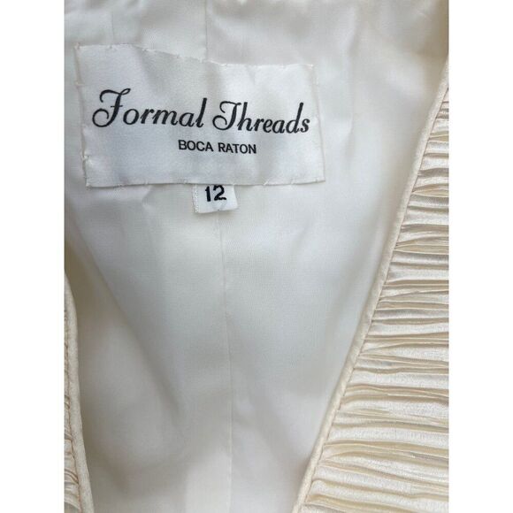 Formal Threads Women Cream Crinkle Blouse With Faux Pearls / Gold Beads - Picture 11 of 11